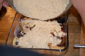 Spiced Damson, Apple and Blackberry Crumble